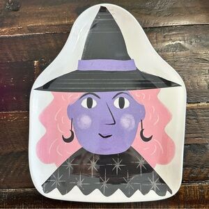 White Melamine Plate with Unique Witch Shape Set of 2 New (T2)